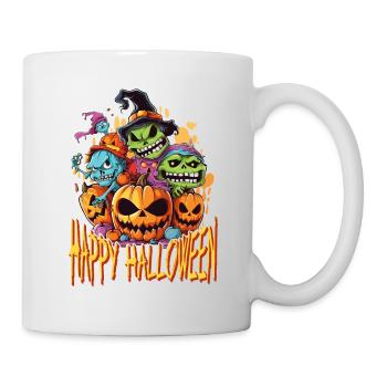 Halloween Monster Zombie Gruselig Horror Kostüm - Tasse - Weiß - Rechts