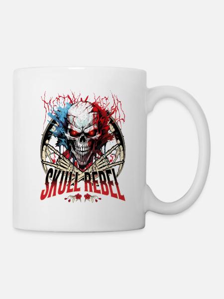 Totenkopf Totenschädel Skelett Motorrad Biker Gang - Tasse - Weiß