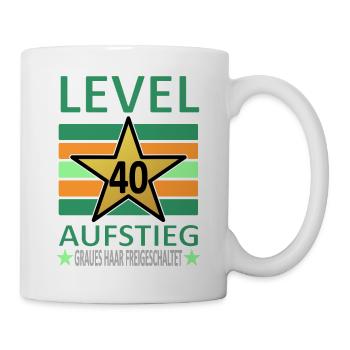40 Jahre Geburtstag-Level 40-Graues Haar-lustig V1 - Tasse - Weiß - Rechts