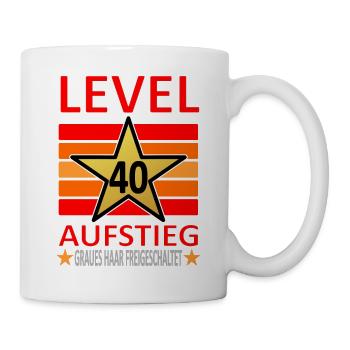 40 Jahre Geburtstag-Level 40-Graues Haar-lustig V2 - Tasse - Weiß - Rechts