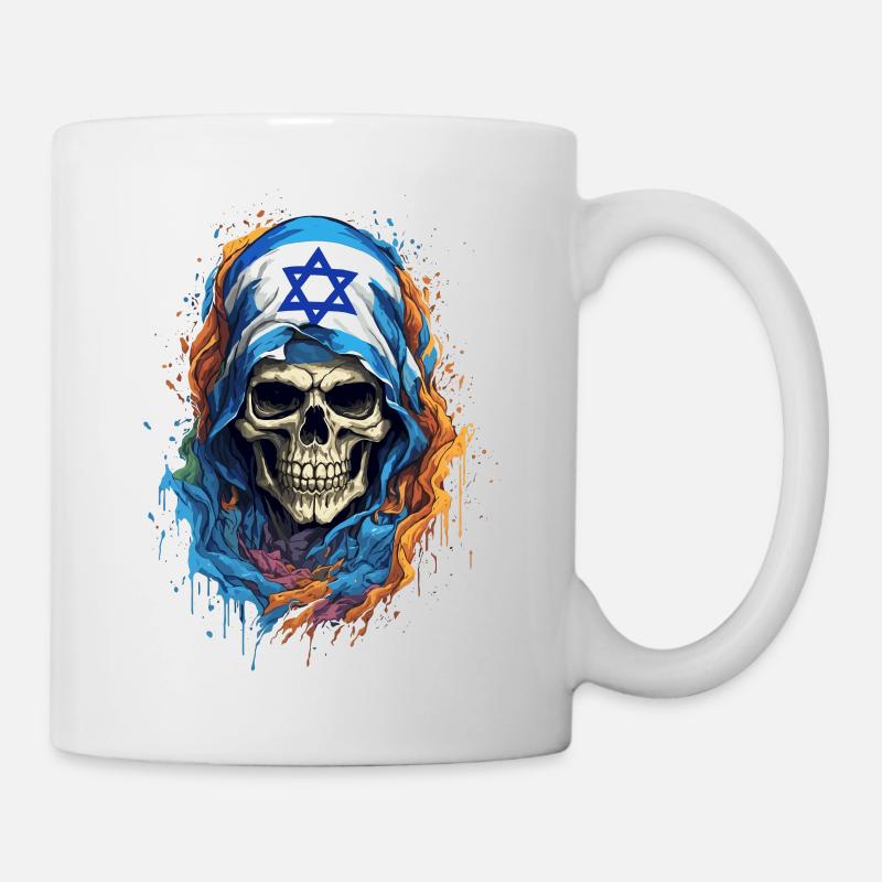 Crâne israélien : drapeau de la fierté - Mug blanc - blanc