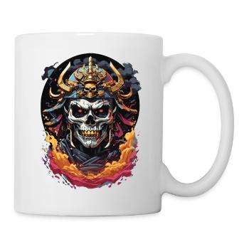 Japanischer Samurai Totenkopf - Tasse - Weiß - Rechts