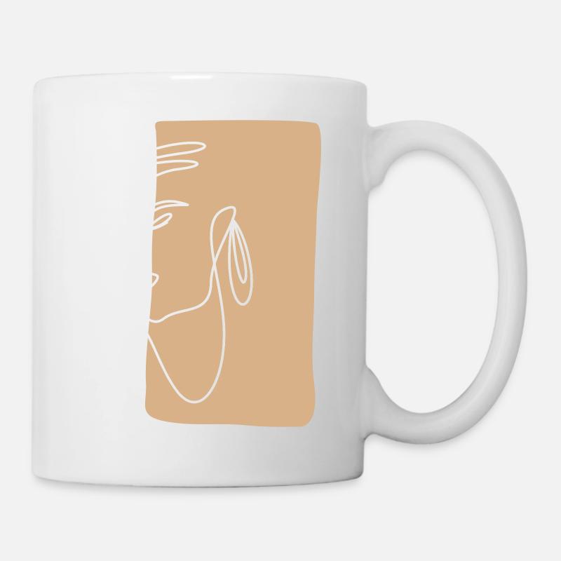 One Line Art Portrait einer Frau - Tasse - Weiß
