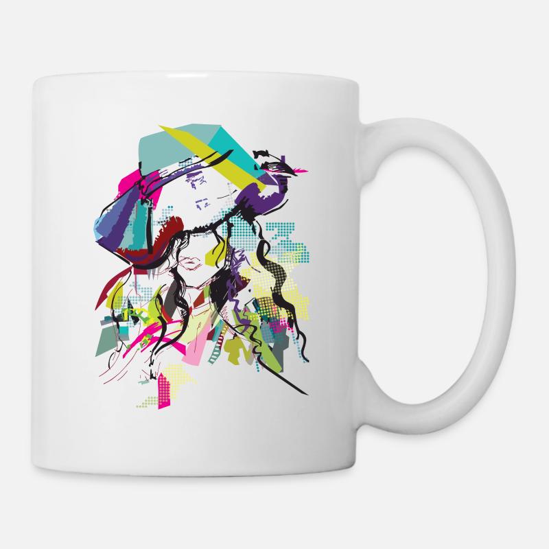 Graphic "lady with hat" – discreet - Mug - white