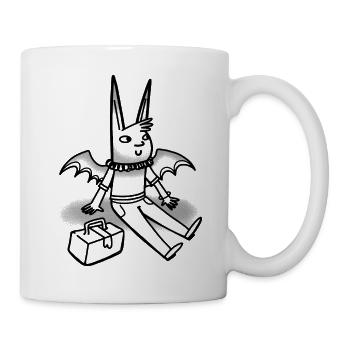 Fledermaus im Tat-Stil mit einem niedlichen kleinen Picknick - Tasse - Weiß - Rechts