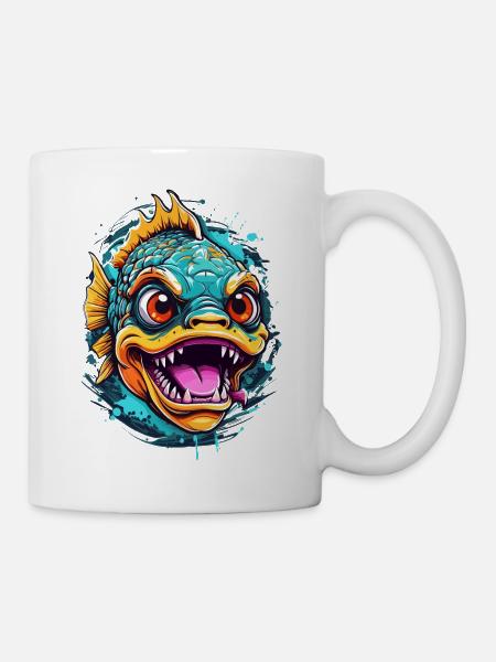 Cool & Gefährlich: Piranha Fisch - Tasse - Weiß