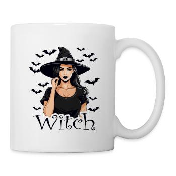 Sorcière avec des chauves-souris - Mug blanc - blanc - Droite
