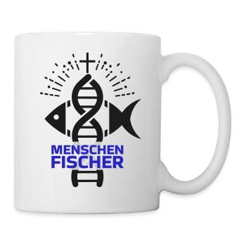 DNA trifft Glauben: Der Ichthys-Helix - Tasse - Weiß - Rechts