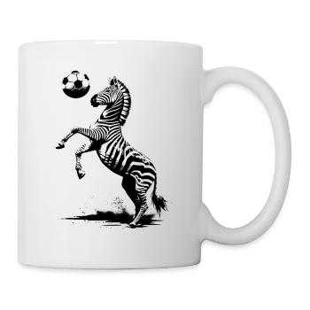 Zèbre jouant au football - Mug blanc - blanc - Droite