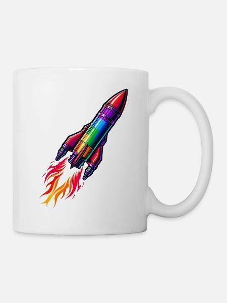 Regenbogenrakete - Tasse - Weiß