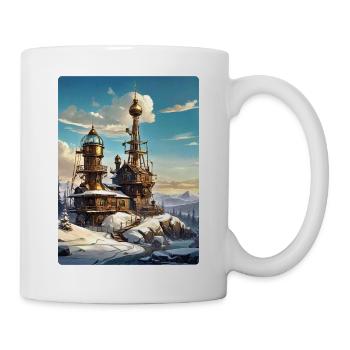 Paysage d’hiver steampunk avec tour radio 1.6 - Mug blanc - blanc - Droite