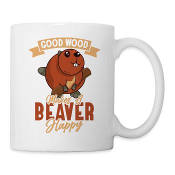 Un bon bois rend un castor heureux Animal rongeur - Mug blanc - blanc - Droite