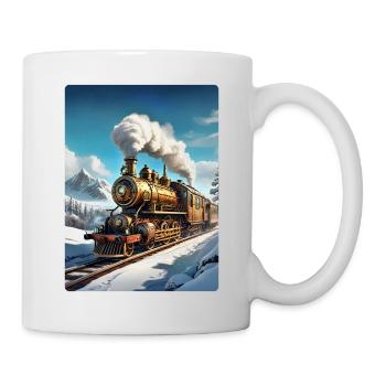 Steampunk Winterlandschaft Dampflok 1.6 - Tasse - Weiß - Rechts