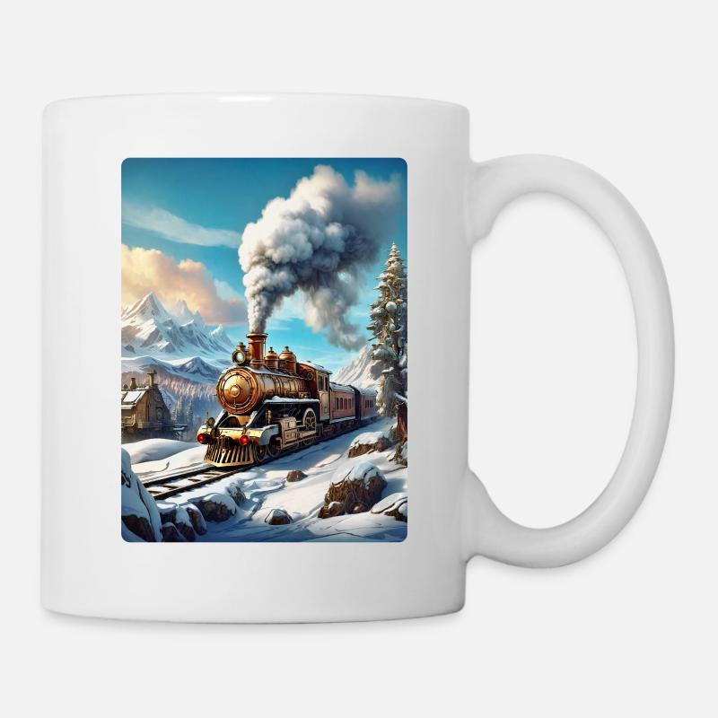 Steampunk Winterlandschaft Dampflok 1.3 - Tasse - Weiß