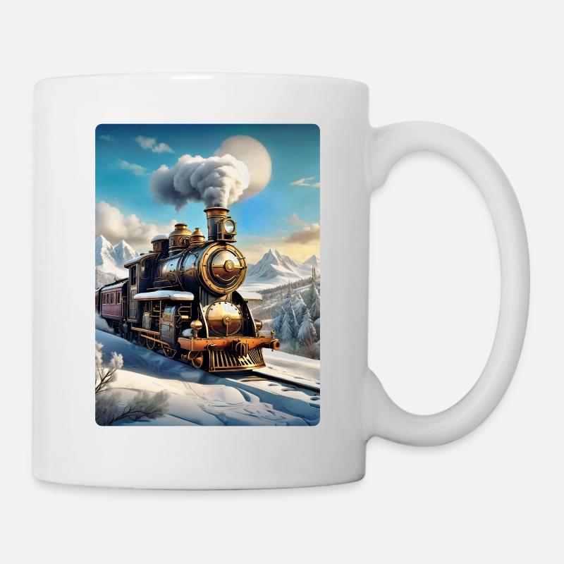 Steampunk Winterlandschaft Dampflok 1.7 - Tasse - Weiß