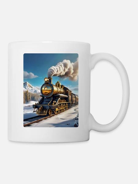 Steampunk Winterlandschaft Dampflok 1.9 - Tasse - Weiß