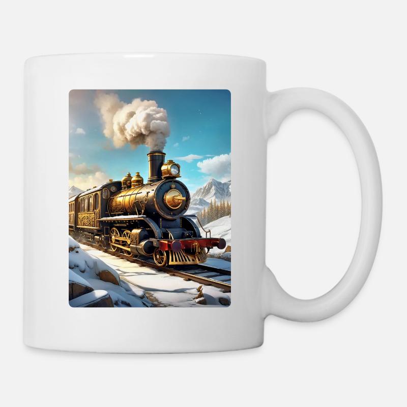 Steampunk Winterlandschaft Dampflok 1.8 - Tasse - Weiß