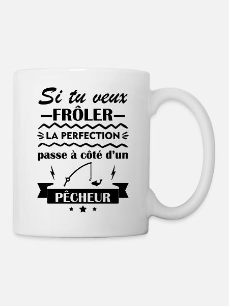 Si tu veux frôler la perfection, pêcheur, pêche - Mug blanc - blanc