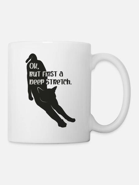 Cat Yoga "deep stretch" - Mug - white