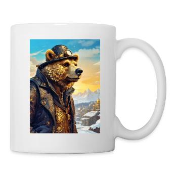 Steampunk Winterlandschaft Bär 1.5 - Tasse - Weiß - Rechts