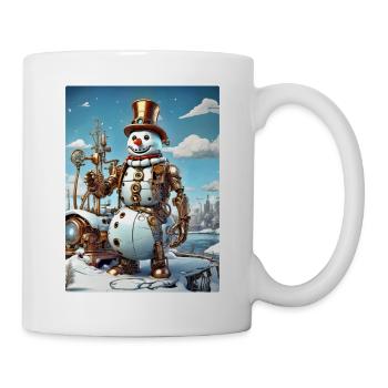 Bonhomme de neige paysage d’hiver steampunk 1.2 - Mug blanc - blanc - Droite