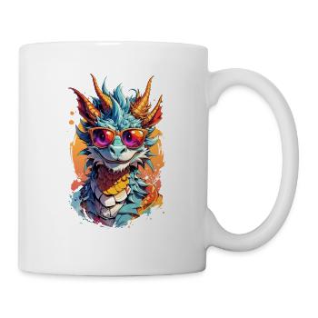 Colourful Dragon in Sunglasses - Mug - white - Right