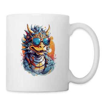 Cool Colourful Dragon in Sunglasses - Mug - white - Right