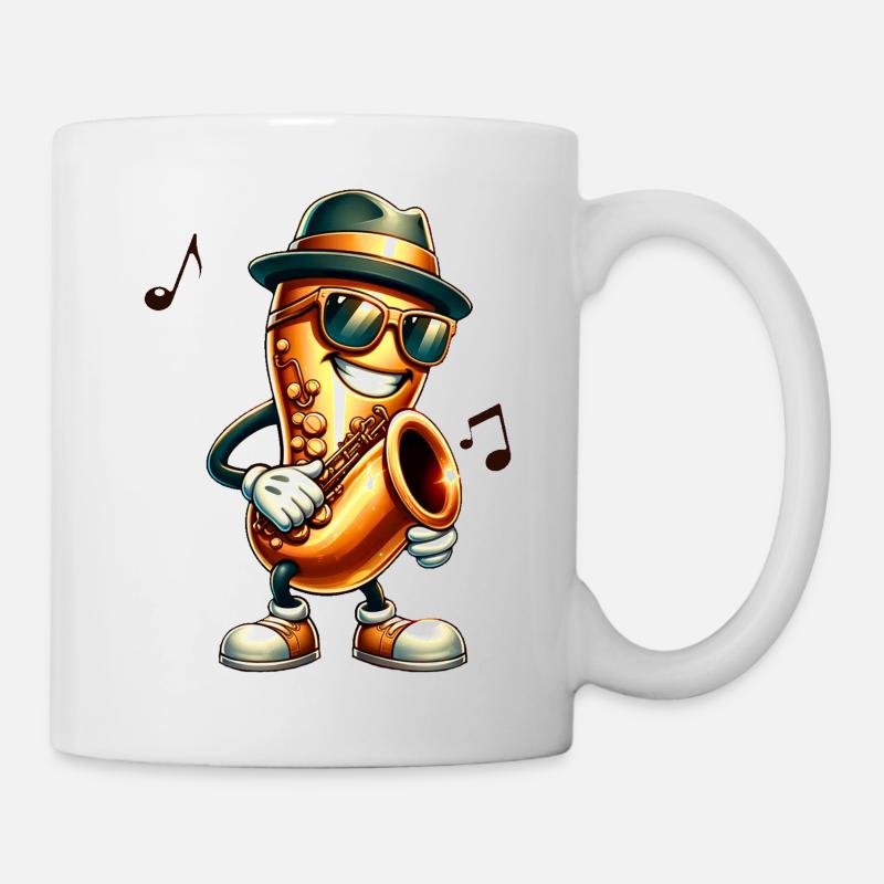 Jazz It ! 🎷 Saxophone cool avec chapeau et abat-jour - Mug blanc - blanc