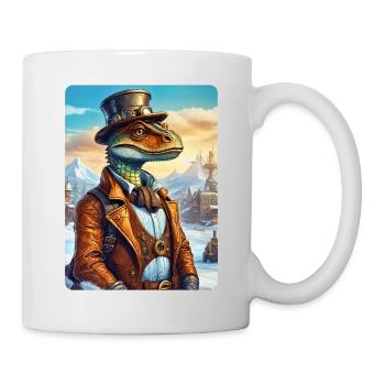 Steampunk Winterlandschaft Dino 1.18 - Tasse - Weiß - Rechts