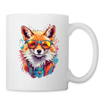 Cool Colourful Fox in Glasses - Mug - white - Right