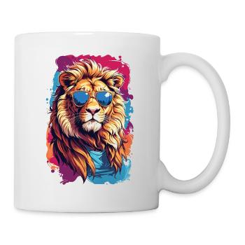 Cool Colourful Lion in Sunglasses - Mug - white - Right