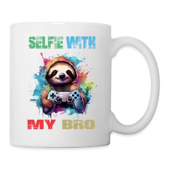 Witziges Gamer & Zocker Design mit Faultier - Tasse - Weiß - Rechts