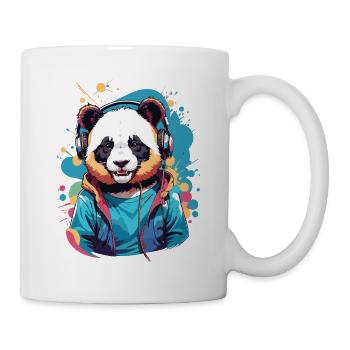Cool Colourful Panda Listening to Music - Mug - white - Right