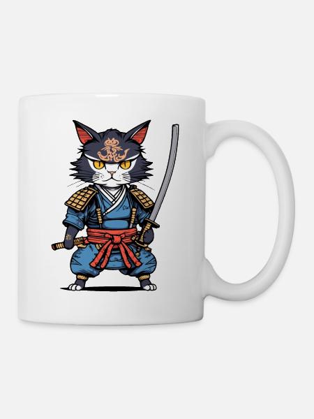 Samurai-Katze #22 - Tasse - Weiß