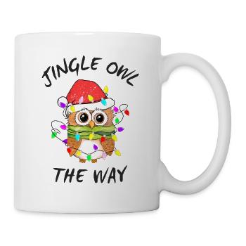 Drôle de père Noël hibou, Jingle Owl le chemin - Mug blanc - blanc - Droite