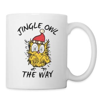 Drôle de père Noël hibou, Jingle Owl le chemin - Mug blanc - blanc - Droite