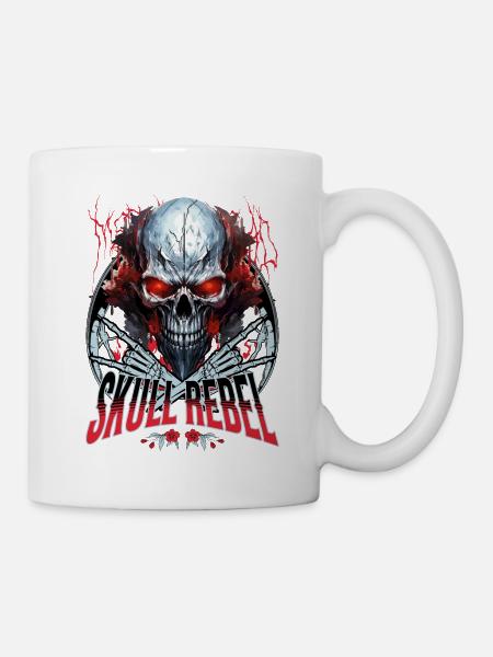 Totenkopf Totenschädel Skelett Motorrad Biker Gang - Tasse - Weiß