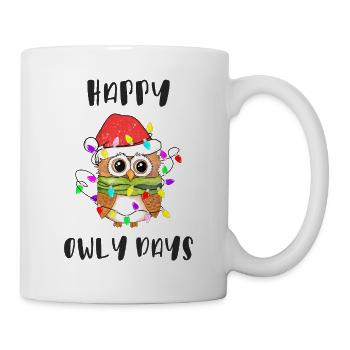 Drôle de père Noël hibou, jours heureux de hibou - Mug blanc - blanc - Droite