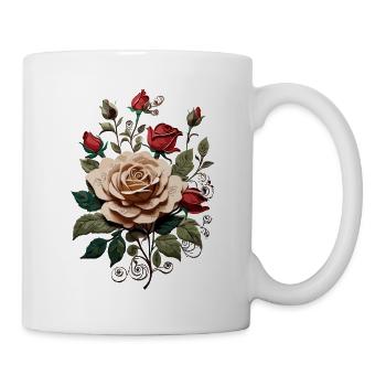 Rose im Garten - Tasse - Weiß - Rechts
