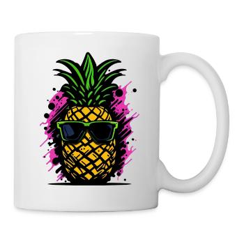 Ananas a lunette retro cool - Mug blanc - blanc - Droite