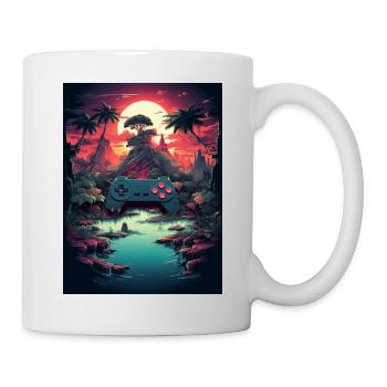 Vintage Gaming: Retro-Controller im Sonnenuntergan - Tasse - Weiß - Rechts