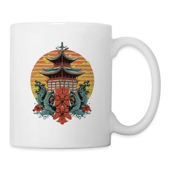 Sakura Serenity: Sonnenuntergang in japanischen Gebäuden - Tasse - Weiß - Rechts