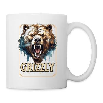 Bear Grizzly Roars Bear Head Nature Wilderness Forest - Mug - white - Right