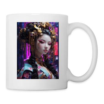 Neo-Geisha: Cyberpunk Anime Style - Mug blanc - blanc - Droite