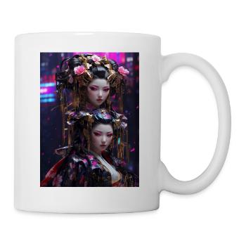 Neo-Geisha: Cyberpunk Anime Style - Mug blanc - blanc - Droite