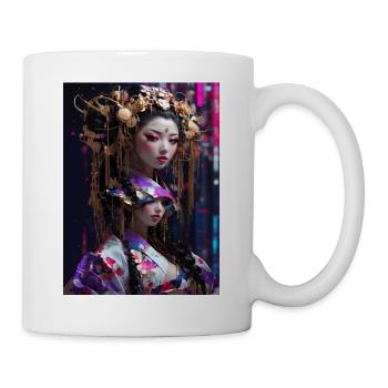 Neo-Geisha: Cyberpunk Anime Style - Mug blanc - blanc - Droite