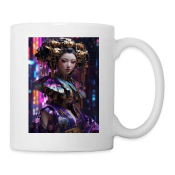 Neo-Geisha: Cyberpunk Anime Style - Mug blanc - blanc - Droite