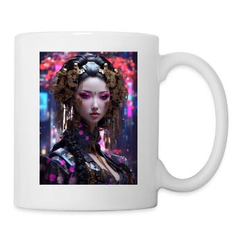 Neo-Geisha: Cyberpunk Anime Style - Mug blanc - blanc - Droite