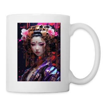 Neo-Geisha: Cyberpunk Anime Style - Mug blanc - blanc - Droite