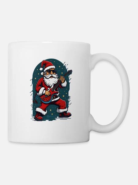 Weihnachtsmann Rock Star - Tasse - Weiß